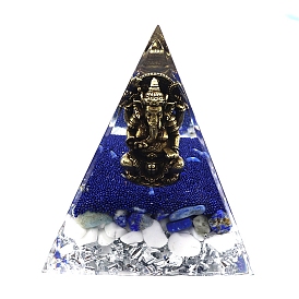 Orgonite Pyramid Resin Energy Generators, Reiki Chakra Natural Gemstone Chip Inside for Home Office Desk Decoration