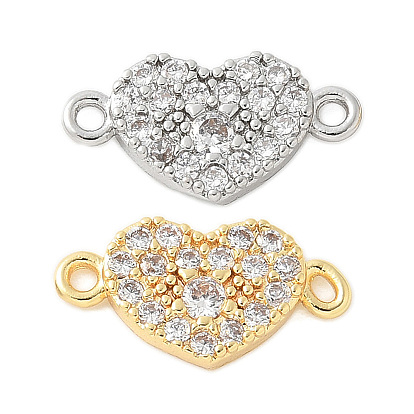 Шармы-соединители из латуни с микропаве из кубического циркония, без кадмия, без никеля и без свинца, сердце