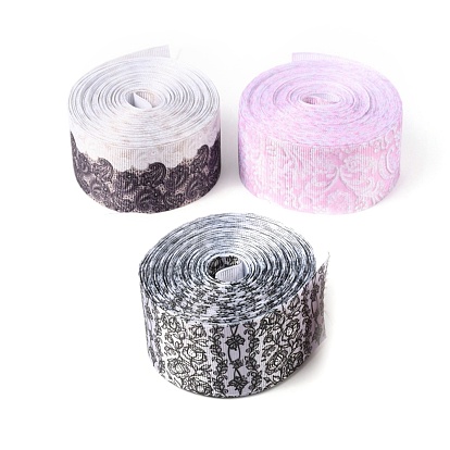 10 Yards 1.5" Wide Floral Pattern Printed Grosgrain Ribbon, for DIY Craft Hair Bow Gift Packing Festival Wedding Party Birthday Decoration