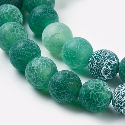 Natural Crackle Agate Beads Strands, Dyed, Round, Grade A