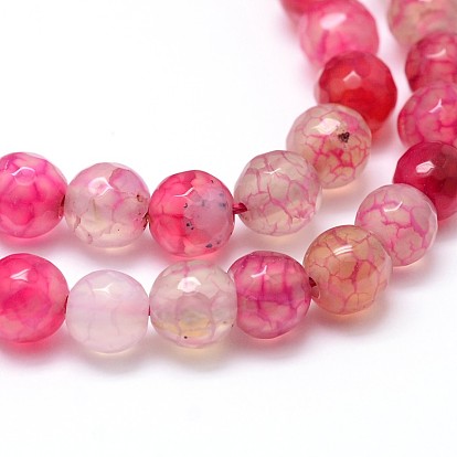 Dyed Natural Agate Faceted Round Beads Strands, 4mm, Hole: 1mm, about 90~95pcs/strand, 14.5 inch