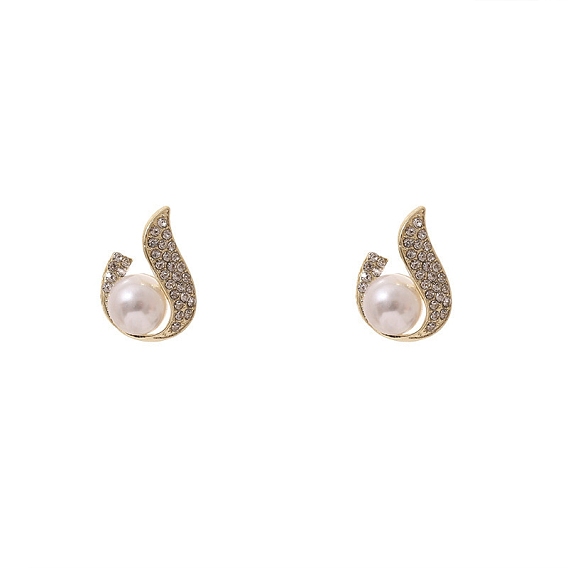Boucles d'oreilles en alliage de strass pour femmes, avec perles d'imitation et épingle en argent sterling