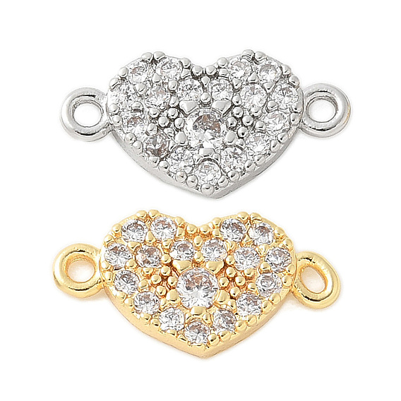 Шармы-соединители из латуни с микропаве из кубического циркония, без кадмия, без никеля и без свинца, сердце