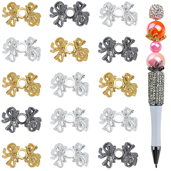 20Pcs Alloy Bead Caps, Bowknot