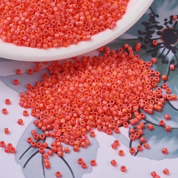 MIYUKI Delica Beads Small, Cylinder, Japanese Seed Beads, 15/0, Opaque Colours AB