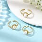 304 Stainless Steel Shell Cuff Open Rings, Oval, Ion Plating(IP)