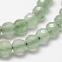 Natural Green Aventurine Beads Strands, Faceted, Round
