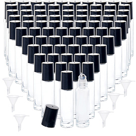 100 Flacons à bille en verre et acier, colonne, avec trémie d'entonnoir en plastique 10 pcs