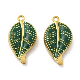 304 подвески из нержавеющей стали, с эмалью, очарование листа, ионное покрытие (ip), реальный 18 k позолоченный