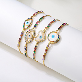 Colorful Geometric Eye Jewelry Bracelet with Zircon for Women