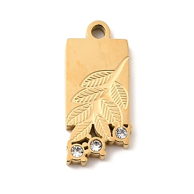 304 подвески из нержавеющей стали, лист прелести, со стразами, ионное покрытие (ip)