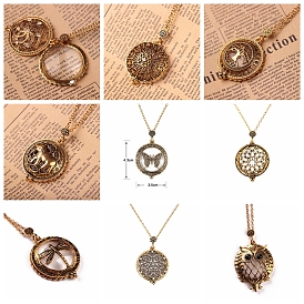 Alloy & Glass Magnifying Pendant Necklace for Women