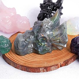 Natural & Synthetic Gemstone Carved Dragon Head Figurines, for Home Office Desktop Feng Shui Ornament