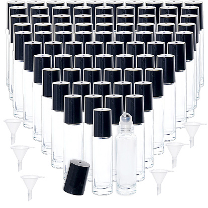 100 Flacons à bille en verre et acier, colonne, avec trémie d'entonnoir en plastique 10 pcs