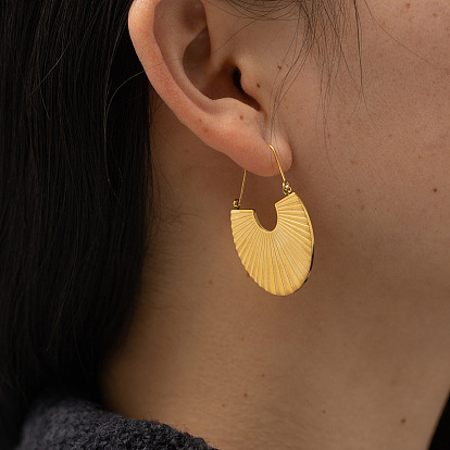 Geometric Stainless Steel Fan Earrings with Nordic Design - Fashionable Women's Accessory