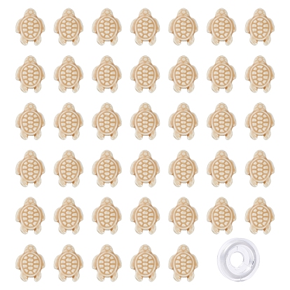 40шт. фарфоровые бусины ручной работы в виде черепахи, с 1 свернутой прочной эластичной эластичной нитью для изготовления эластичных браслетов своими руками