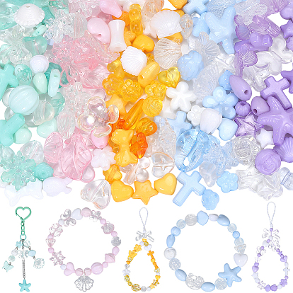 200g 5 прозрачные и непрозрачные акриловые бусины разных цветов, разнообразные