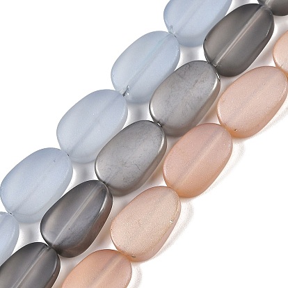 Стеклянные бусины с гальваническим покрытием , матовые, овальные