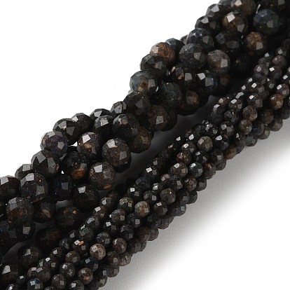 Нити бусин из натурального огненного опала, граненые, круглые