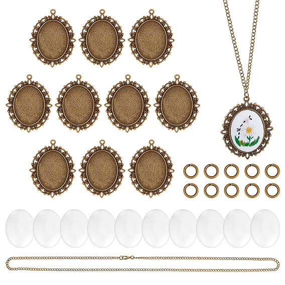 Наборы для самостоятельного изготовления ожерелий с подвесками из сплава, овальные