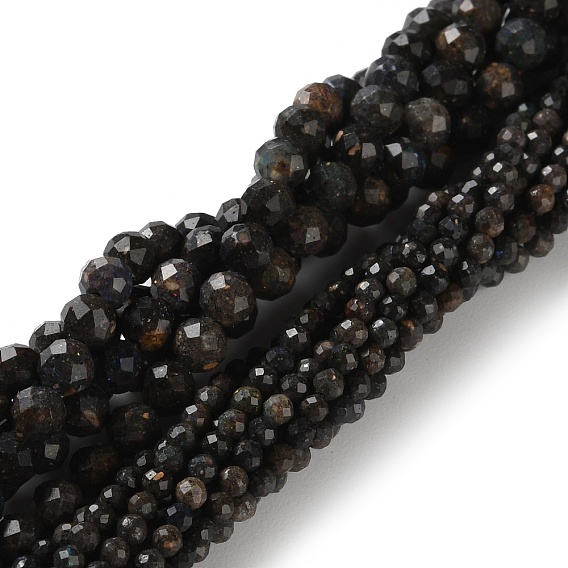 Нити бусин из натурального огненного опала, граненые, круглые