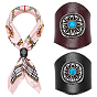 2Pcs 2 Colors Leather & Alloy & Synthetic Turquoise Scarf Clips, Scarf Buckle, Flower, Gunmetal