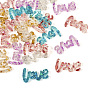 24шт 6 цвета прозрачные акриловые кабошоны, с блесток, Слово любовь