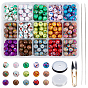 DIY Matte Style Glass Beads Stretch Bracelet Making Kits, include Sharp Steel Scissors, Elastic Crystal Thread, Stainless Steel Beading Needles