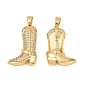 Brass Micro Pave Clear Cubic Zirconia Pendants, Cowboy Boot Charms