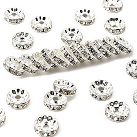  Brass Rhinestone Beads, for Jewelry Craft Making Findings, Grade A, Rondelle
