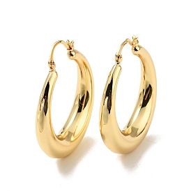 Rack Plating Brass Chunky Hoop Earrings for Women, Cadmium Free & Lead Free