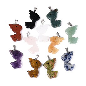 Природных драгоценных камней подвески, подвески в виде рождественских оленей с дужками из нержавеющей стали, цвет нержавеющей стали