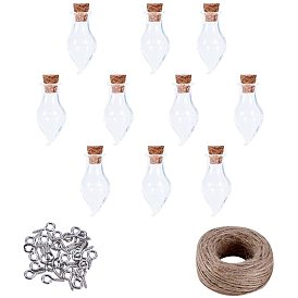 Glass Jar Glass Bottles, with Iron Screw Eye Pin Bail Peg and Jute Twine