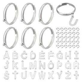 Набор для самостоятельного изготовления регулируемого кольца-шарма, включая 304 петлевое основание из нержавеющей стали, 201 прелести нержавеющей стали, буква az и крест