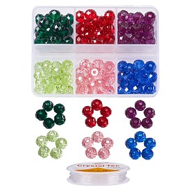 DIY Transparent Beads Bracelet Making Kit, Including Rondelle Resin Beads and Round Crystal Thread