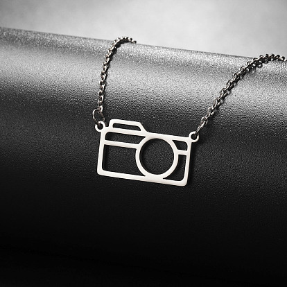 Hollow Camera Stainless Steel Pendant Necklace