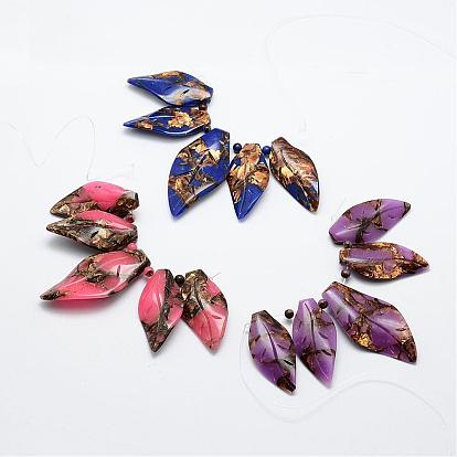 Assembled Bronzite and Synthetic Gemstone Pendants, Leaf