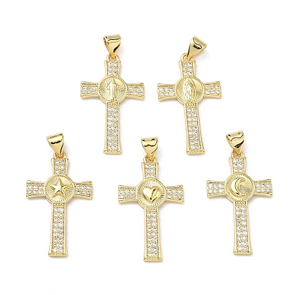 Латунные микропаве прозрачные подвески с фианитом, крест прелести, реальный 16 k позолоченный