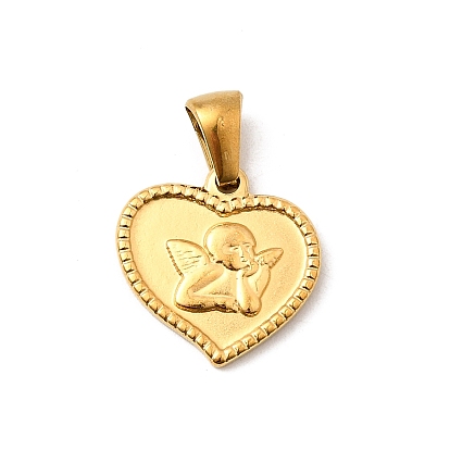 304 прелести нержавеющей стали, ионное покрытие (ip), сердце с ангельским шармом