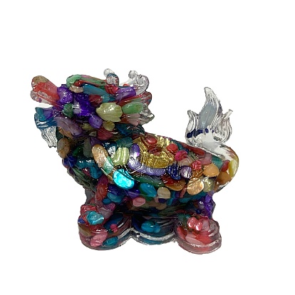 Resin Dragon Display Decoration, with Shell Chips inside Statues for Home Office Decorations