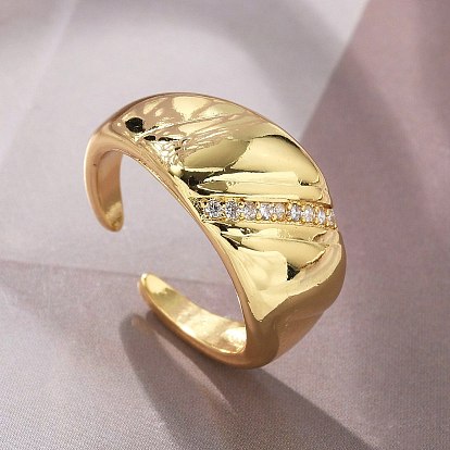 Кольца-манжеты из латуни с микропаве, прозрачные кубические циркония