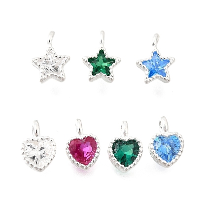 925 подвески из стерлингового серебра с кубическим цирконием., звезда/сердце