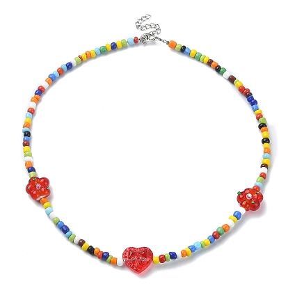 Flower & Heart Lampwork & Glass Seed Beaded Necklaces