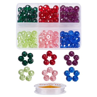 DIY Transparent Beads Bracelet Making Kit, Including Rondelle Resin Beads and Round Crystal Thread