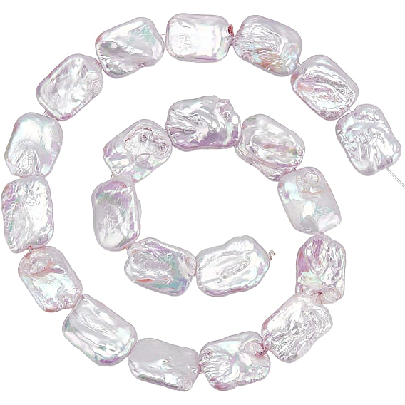 1 Strand Natural Baroque Pearl Keshi Pearl Beads Strands, Cultured Freshwater Pearl, Rectangle