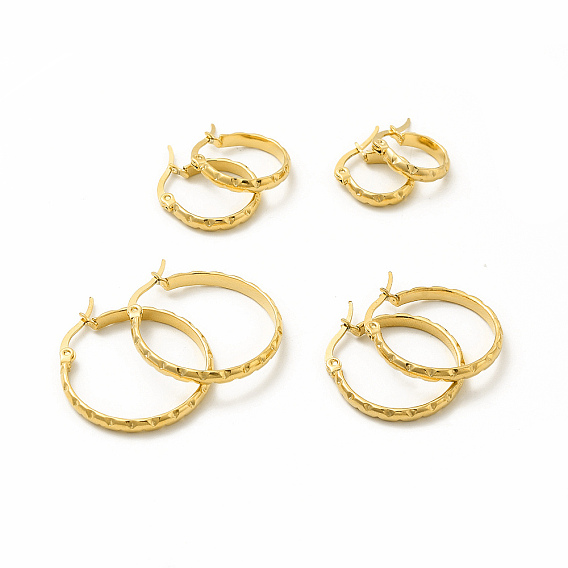 201 рифленые серьги-кольца из нержавеющей стали с 304 булавками из нержавеющей стали для женщин