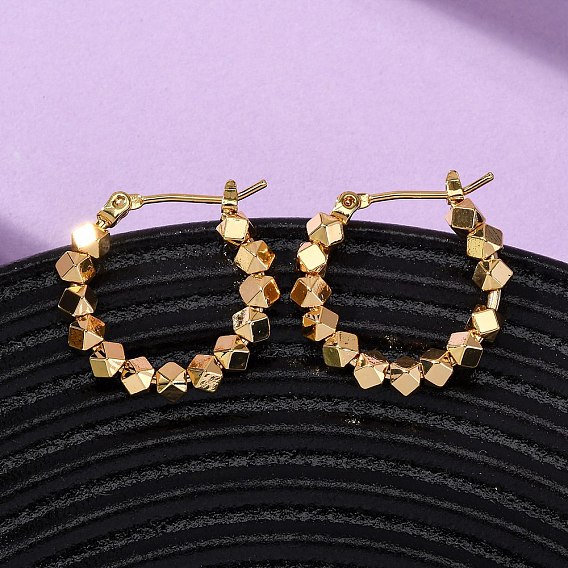 Латунные многоугольные серьги-кольца, с 316 штифтов из нержавеющей стали, без никеля 