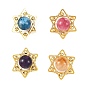 4Pcs 4 Styles Natural Amethyst & Heated Citrine & Apatite & Deyd Green Jade Pendants, Hexagram Charms with Copper Wire Wrapped, Golden