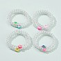 Прозрачные акриловые детские браслеты из бисера стрейч, с полимерной глиной бисера, сердце и цветок, торт и клубника
