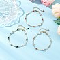 3Pcs Dyed Natural Malaysia Jade Beaded Bracelets for Women, with Shell Pearl & Glass Twisted Bugle